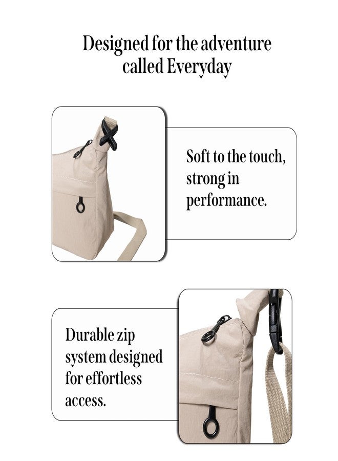 RarePicks Crossbody Sling Bags for Women | Adjustable Strap Half Moon Sling Bag, Water Resistant Crescent Crossbody Travel Purse, Stylish Fanny & Waist Handbag (Beige) - Image 3