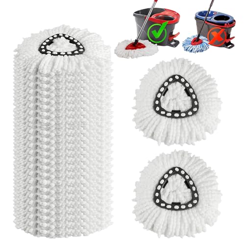APOCHON 10 Pack Mop Replacement Heads, 100% Microfiber Spin Mop Refills Fits Triangle Mop Replace Head EasyWring 1-Tank System, 360¡ã Mop Head Replacement for Easy Cleaning Floor Mopping - Image 1