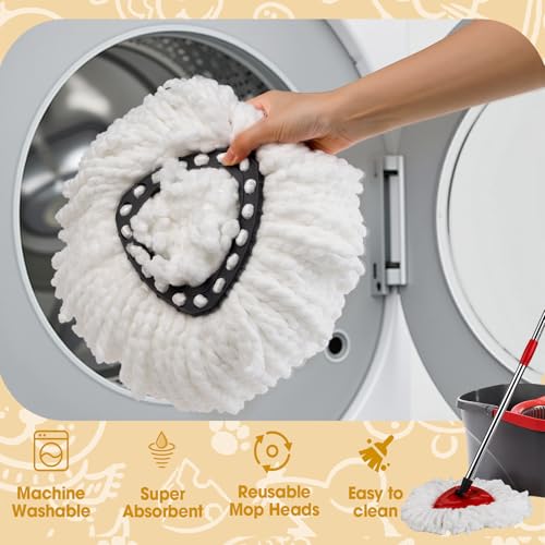 APOCHON 10 Pack Mop Replacement Heads, 100% Microfiber Spin Mop Refills Fits Triangle Mop Replace Head EasyWring 1-Tank System, 360¡ã Mop Head Replacement for Easy Cleaning Floor Mopping - Image 5