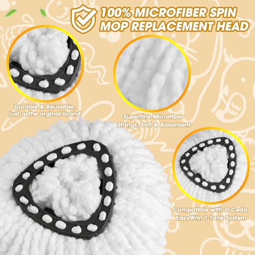 APOCHON 10 Pack Mop Replacement Heads, 100% Microfiber Spin Mop Refills Fits Triangle Mop Replace Head EasyWring 1-Tank System, 360¡ã Mop Head Replacement for Easy Cleaning Floor Mopping - Image 3