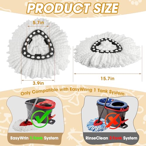 APOCHON 10 Pack Mop Replacement Heads, 100% Microfiber Spin Mop Refills Fits Triangle Mop Replace Head EasyWring 1-Tank System, 360¡ã Mop Head Replacement for Easy Cleaning Floor Mopping - Image 2