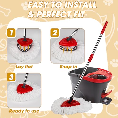 APOCHON 10 Pack Mop Replacement Heads, 100% Microfiber Spin Mop Refills Fits Triangle Mop Replace Head EasyWring 1-Tank System, 360¡ã Mop Head Replacement for Easy Cleaning Floor Mopping - Image 4