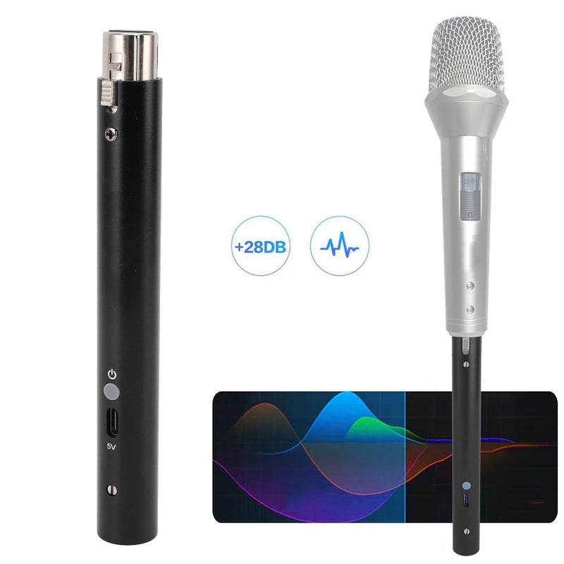 48V Phantom Power Microphone Preamp With 28dB Gain Slim Aluminum Alloy Design Low Noise XLR Interface For Studio Stage Recording - Image 4
