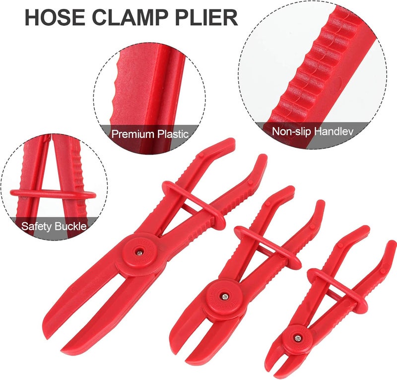 MIVIDE 6 Pack Hose Clamp Pliers - Pinch Pliers Line Clamps for Fuel, Gas, Brake, Radiator, Coolant & Flexible Hoses - Red - Image 3