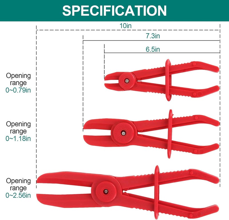 MIVIDE 6 Pack Hose Clamp Pliers - Pinch Pliers Line Clamps for Fuel, Gas, Brake, Radiator, Coolant & Flexible Hoses - Red - Image 2