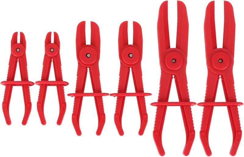 MIVIDE 6 Pack Hose Clamp Pliers - Pinch Pliers Line Clamps for Fuel, Gas, Brake, Radiator, Coolant & Flexible Hoses - Red - Image 1