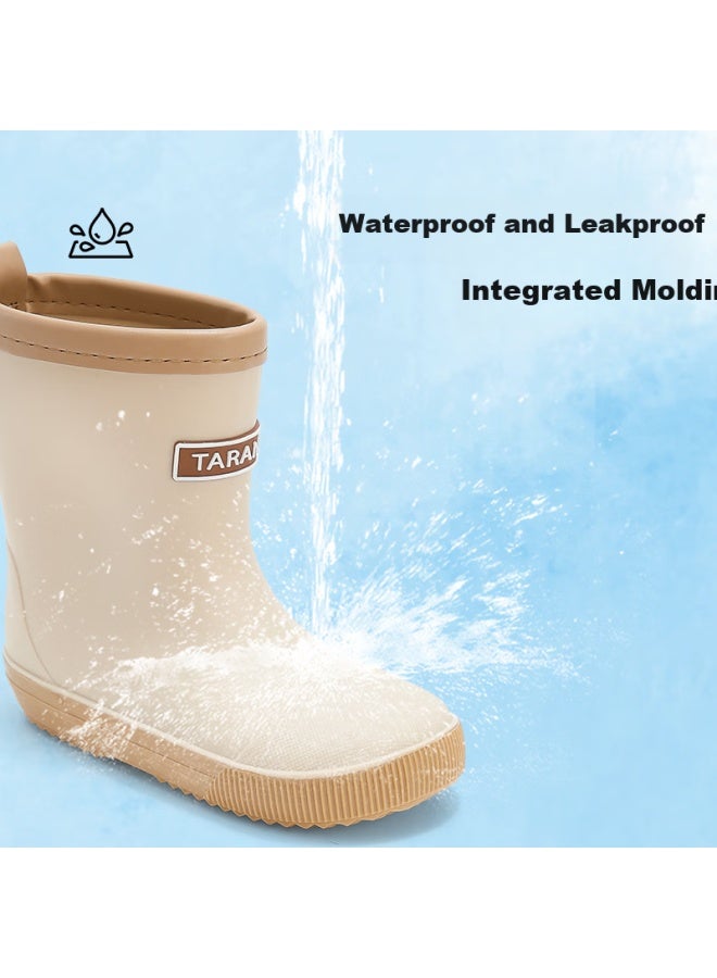 Taranis Baby Kids Rain Boots Waterproof Comfortable Children Rain Shoes Uni 3-6 Years Apricot Size 23 - Image 1
