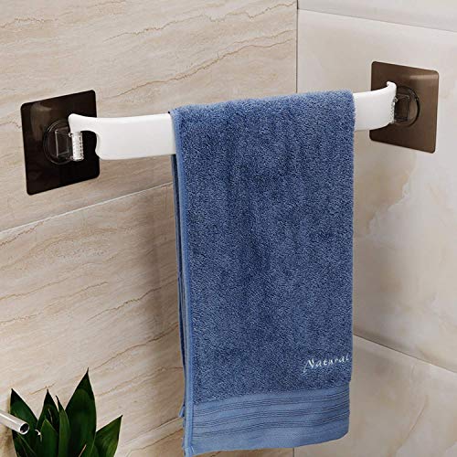 VIHAX Self Adhesive Towel Rack Bathroom Wall Mounted Bath Wall Shelf Rack Hanging Towel Stick on Sticky Hanger Towel bar Plastic - Image 1