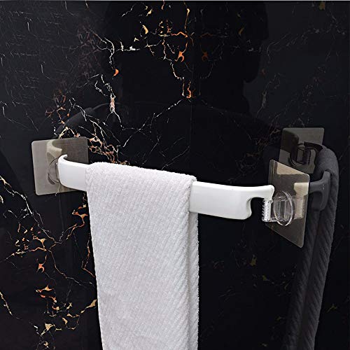 VIHAX Self Adhesive Towel Rack Bathroom Wall Mounted Bath Wall Shelf Rack Hanging Towel Stick on Sticky Hanger Towel bar Plastic - Image 4