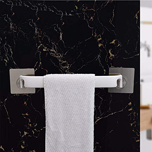 VIHAX Self Adhesive Towel Rack Bathroom Wall Mounted Bath Wall Shelf Rack Hanging Towel Stick on Sticky Hanger Towel bar Plastic - Image 5