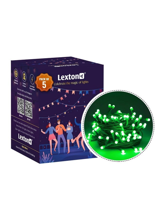 Lexton ليكسون 40 ضوء LED بيكسل تسلسلي/ضوء خيالي | مصدر توصيل | مناسب لتزيين المنزل والخارج، ديوالي، عيد الميلاد، رمضان، زفاف، حفلة، مهرجان (عبوة من 5، أخضر) - Image 2