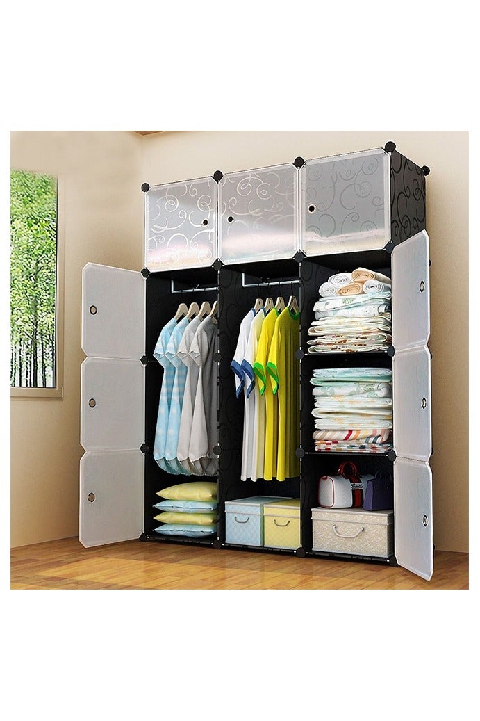 XiuWoo Storage cube Organizer Wardrobe,Wardrobes for Bedroom,Portable Fabric Canvas Wardrobe Combination Armoire, Modular Cabinet,Combined Space-Saving Clothing Storage Organizer with Clothes Rail(12-Cube) - Image 2