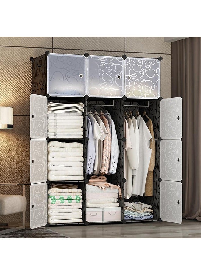 XiuWoo Storage cube Organizer Wardrobe,Wardrobes for Bedroom,Portable Fabric Canvas Wardrobe Combination Armoire, Modular Cabinet,Combined Space-Saving Clothing Storage Organizer with Clothes Rail(12-Cube) - Image 3