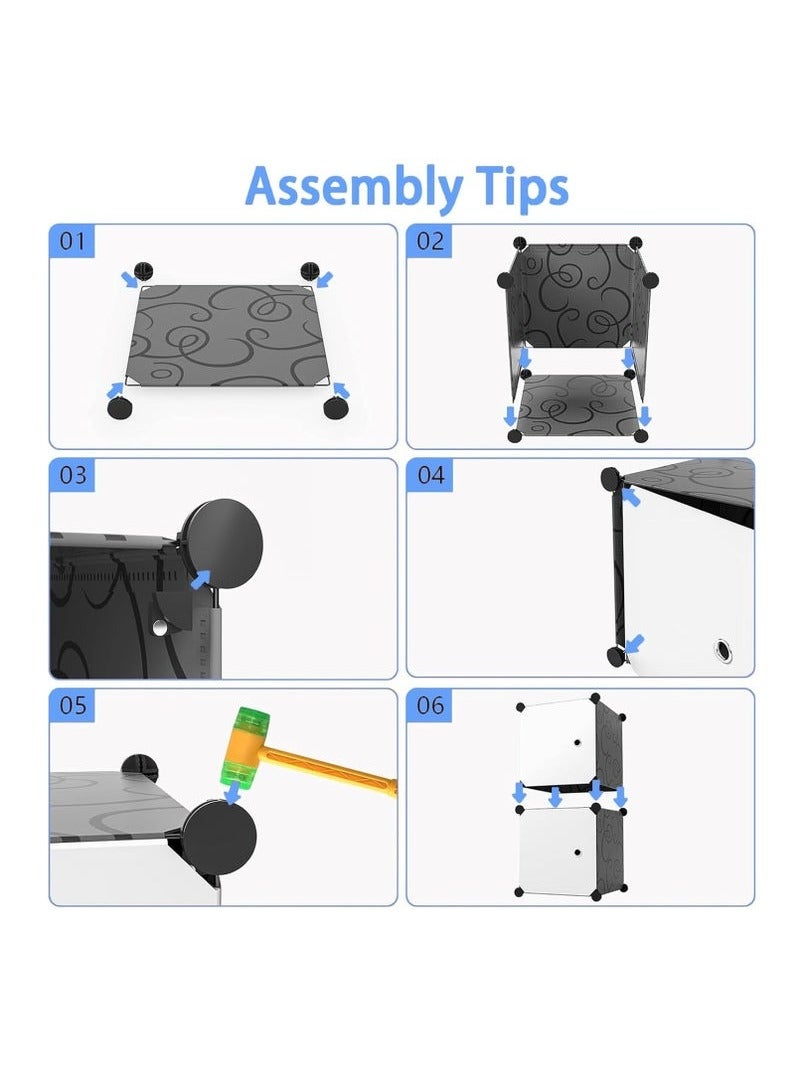 شو وو منظم خزانة ملابس على شكل مكعب، خزائن ملابس لغرفة النوم، خزانة ملابس قماشية محمولة، خزانة وحدات، منظم تخزين ملابس مدمج موفر للمساحة مع سكة ​​تعليق ملابس (12 مكعب) - Image 4