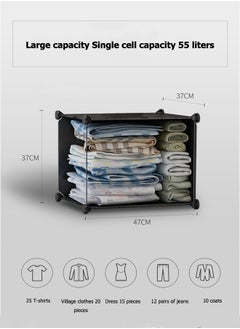 XiuWoo Portable Fabric Canvas Wardrobe With Storage Cupboard Organiser，Portable Wardrobe Wardrobe with 12 Compartments, Combined Space-Saving Clothing Storage Organizer with Clothes Rail  - Image 3