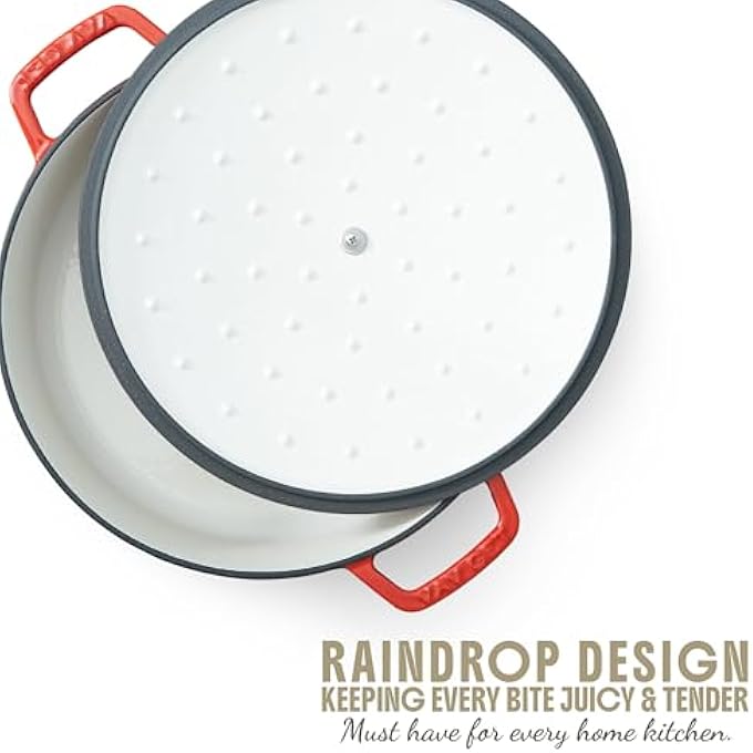 rayihni Healthy And Safe NonStick Enameled Cast Iron Dutch Oven Braiser 28Cm 379L 11 Inch 4Qt Induction And All Stove Compatible Oven  Grill Safe - Image 5