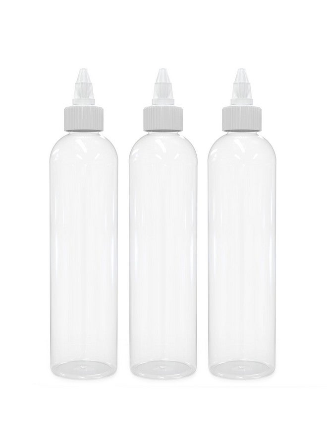 BRIGHTFROM Twist Top Applicator Bottles, 8 Oz Crystal Clear, Squeeze Empty Plastic Bottles, Bpa-Free, Pet, Refillable, Open/Close Nozzle - Multi Purpose (Pack Of 3) - Image 1
