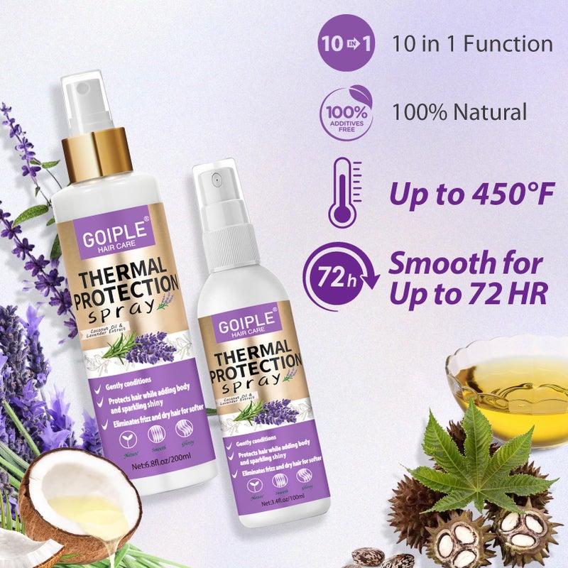 Goiple بخاخ حماية حرارية 10 في 1 للشعر - بخاخ حماية حرارية برائحة اللافندر - علاج حماية حرارية للشعر - بخاخ حماية حرارية بتركيبة مغذية لحماية الشعر من التلف والسيطرة على التجاعيد - Image 4