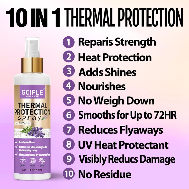 Goiple بخاخ حماية حرارية 10 في 1 للشعر - بخاخ حماية حرارية برائحة اللافندر - علاج حماية حرارية للشعر - بخاخ حماية حرارية بتركيبة مغذية لحماية الشعر من التلف والسيطرة على التجاعيد - Image 3