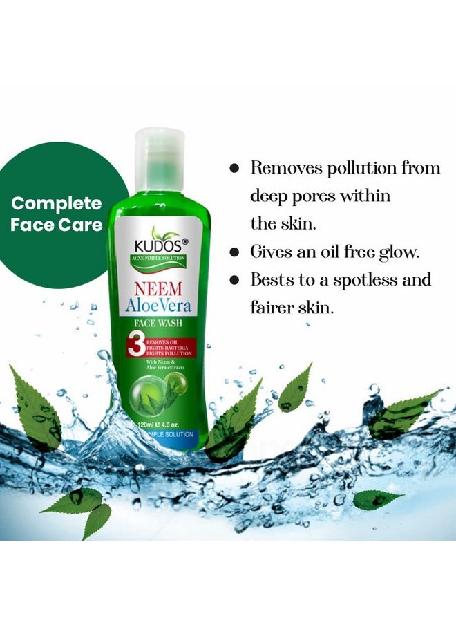 Kudos - Neem Aloe Vera Face Wash Neem Face Wash Cleanser For Acne And Pimples Complete Face Care 120Ml (Pack Of 4) - Image 1