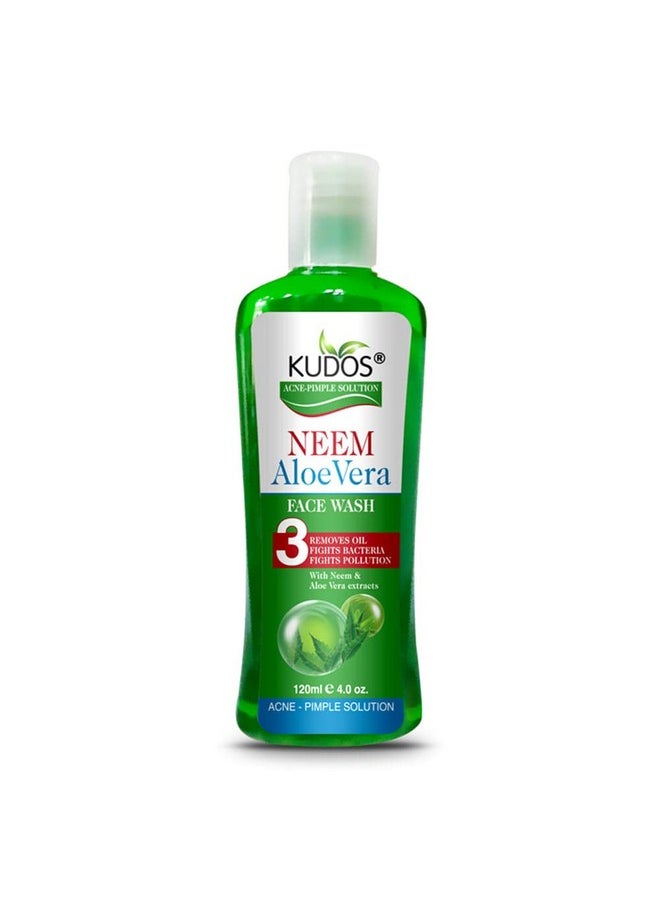 Kudos - Neem Aloe Vera Face Wash Neem Face Wash Cleanser For Acne And Pimples Complete Face Care 120Ml (Pack Of 4) - Image 1