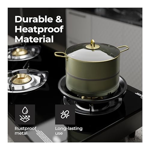 Lifelong Gas Burner Stand | Pack of 2 | Gas Saver Jali | Stove 2 Burner | Energy Saver | Home Gas Stove Fire & Windproof | Washable Round Stand | Gas Saver for Efficient Cooking (LLGSS04,Black) - Image 3