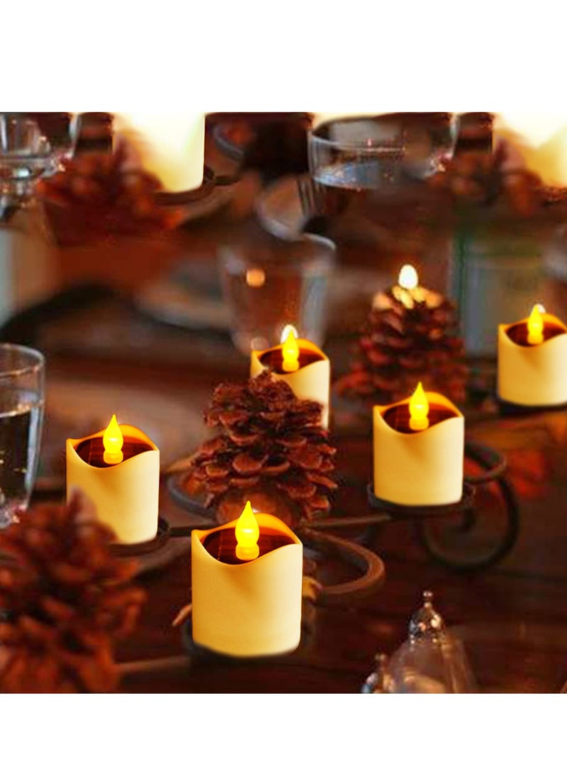 كاست ويف Solar LED Tealight Candle, 6 PCS Flameless Tea Lights Candles with Soft Flickering, Waterproof Rechargeable Lamp, for Outdoor Wedding Party Birthday Home Decor, Warm White Light - Image 4