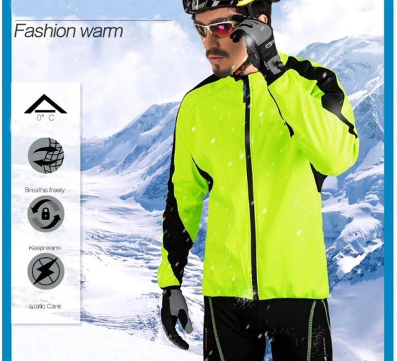 sponeed Men's Windproof Jackets Cycling Fleece Coat Shirts Winter Thermal Snowing Running Tops Bike Overcoats - Image 4