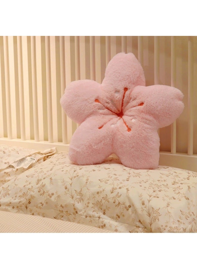 Ins Internet Celebrity Cherry Blossom Pillow Girl's Heart Pink Cherry Blossom Cushion Bay Window Pillow Photo Background Props With Logo-Color:Pink-Height:40cm0.3kg