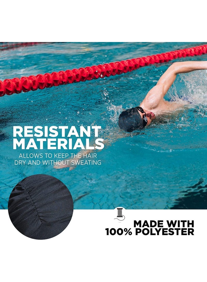 Breathable Swimming Caps, Comfortable Mid Length Curly Swimming Caps, Men's and Women's Swimming Cap, Women's Swimming Cap Retro Style Latex Embossed Pattern (Black) - Image 3