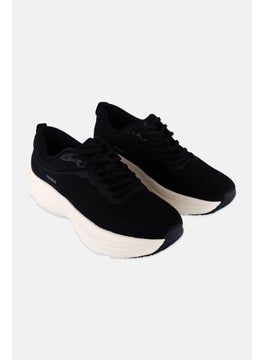Men Lace Up Brand Logo Outdoor Shoes, Black/Beige