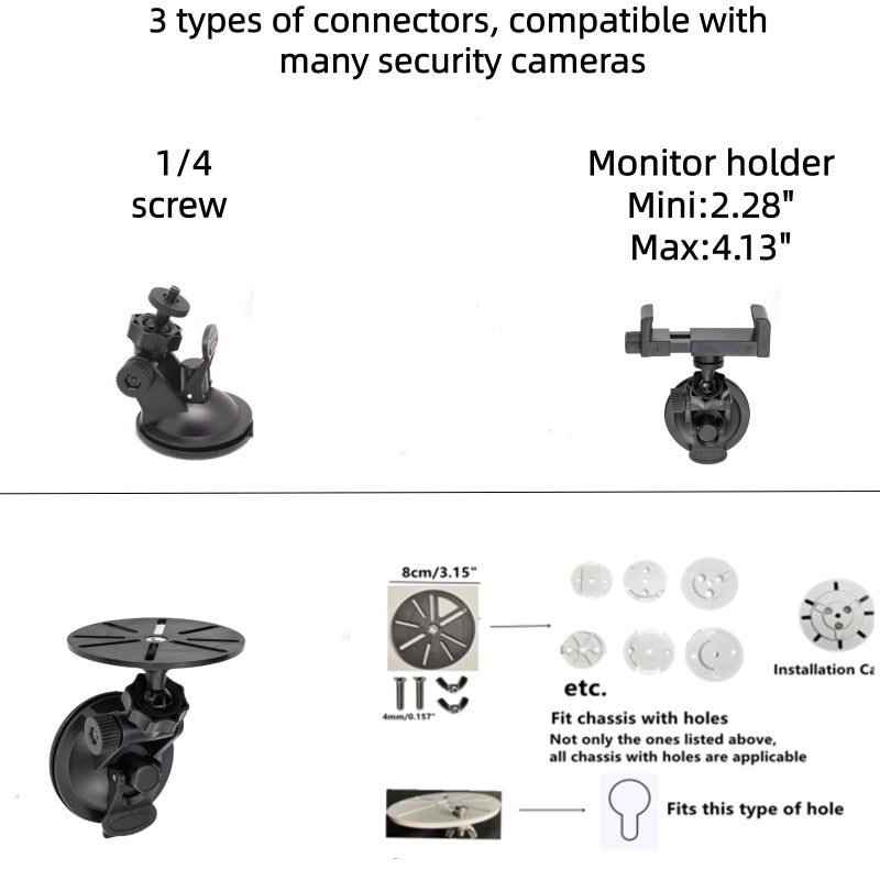 LamYHeng Window Mount for Security Camera,Rotating Suction Mount Bracket,Compatible with Universal Security Cameras Monitor - Image 2
