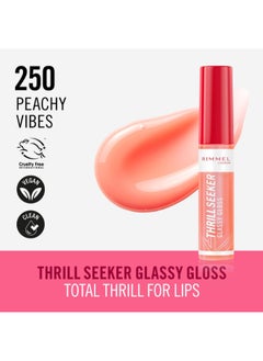 RIMMEL LONDON Thrill Seeker Glassy Gloss Lip Gloss - 250 - Peachy Vibes, 10Ml  - Image 2