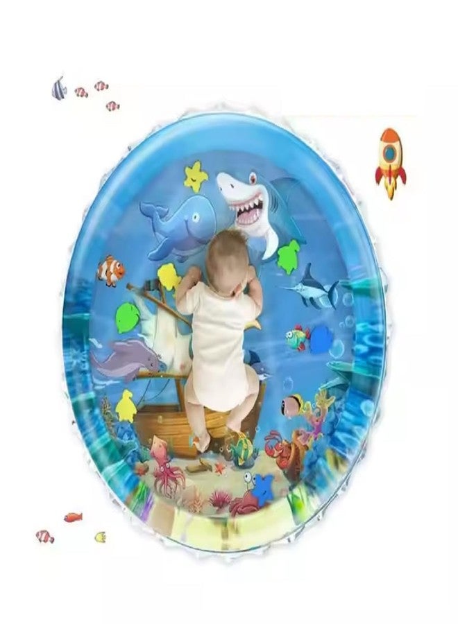 BLAGO Infant Toy Gift Activity Play Mat,Baby Infant Toddlers Inflatable Water Floor Mat Children Growth Activity Tool Tummy Time Baby Water Mat Toy for Newborn Baby Boy Girl Round Mat - Image 1
