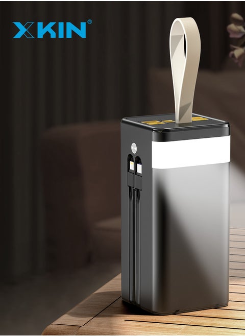 50,000mAh Power Bank with 20W PD fast charging, led flashlight, and quick charging for smartphones, tablets, and laptops."