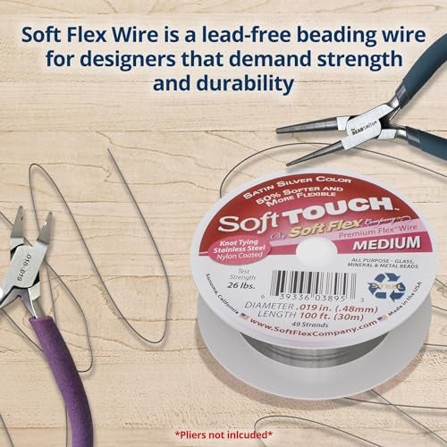 Soft Flex 49 Strand Stringing Wire - Flexible Braided - Medium 0.19 Diameter - Jewelry Making Bead Wire - Satin Silver - Image 5