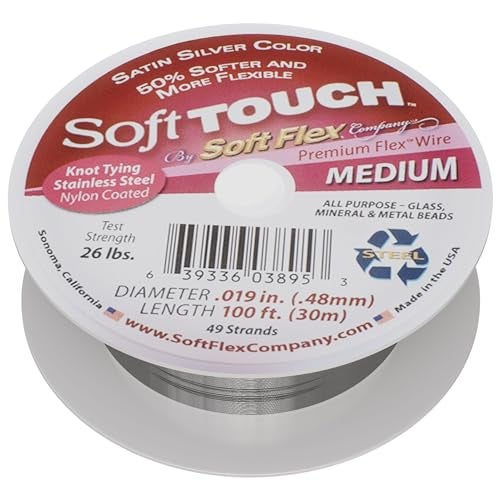 Soft Flex 49 Strand Stringing Wire - Flexible Braided - Medium 0.19 Diameter - Jewelry Making Bead Wire - Satin Silver - Image 1