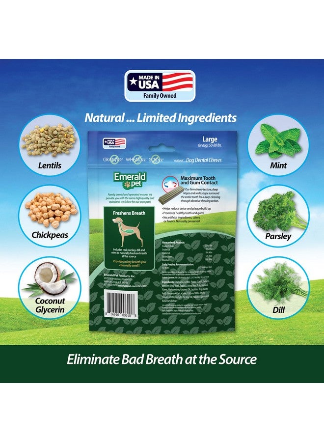 إميرالد بيت مكافآت أسنان الكلاب من إيميرالد بيت فريش سمايليز - مكافآت أسنان طبيعية لذيذة ومضغية للكلاب لأسنان نظيفة ونفس منعش ولثة صحية - مضغ أسنان خالٍ من الحبوب - صنع في الولايات المتحدة الأمريكية - كبير، 12.5 أونصة - Image 3