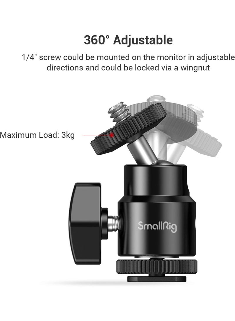 SMALLRIG 1/4" Camera Hot Shoe Mount, Ballhead Tripod with Additional 1/4" Screw, 2pcs Pack - Image 3