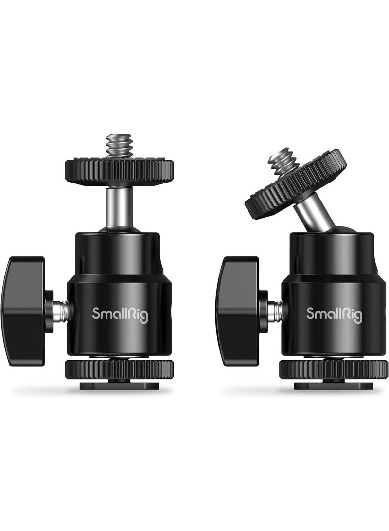 SMALLRIG 1/4" Camera Hot Shoe Mount, Ballhead Tripod with Additional 1/4" Screw, 2pcs Pack - Image 1