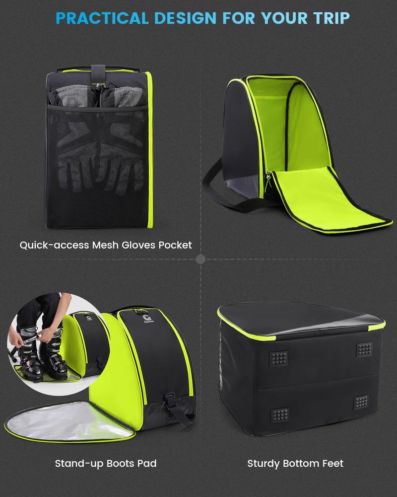 Gonex Padded Ski Bag and Boot Bag Combo, Water-resistant Adjustable Length Ski Bag for Men Women, Large Ski Boots Bag for Ski, Travel, Store and Transport (Black) - Image 5