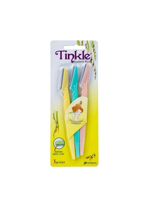 3-Piece Eyebrow Razor Set Pink/Yellow/Blue