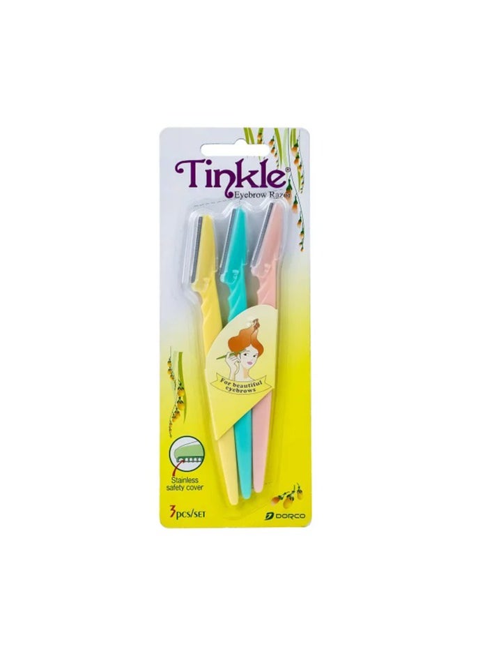 3-Piece Eyebrow Razor Set Pink/Yellow/Blue