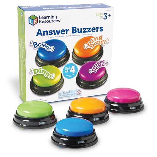 Learning Resources Answer Buzzers Classroom Must Haves Supplies Kids Toys Sound Effect Button Family Game Shows Buzzers for Trivia Participation Tools Boys and Girls Birthday Gifts - Image 1