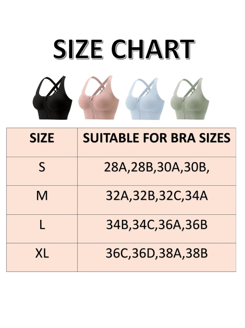 PLUMBURY Women's Seamless Padded High Support Front Zip Cross Back Sports Bra, Size Xl, Blue - Polyamide - Image 5