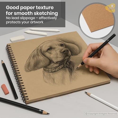 Lakeer | 12x12 inch | Wiro Bound Sketchbook | 250 GSM Brown Paper Sheets | Acid Free | 25 Sheets | for Sketching, Drawing, Painting, Scrapbooking (Black) - Image 4