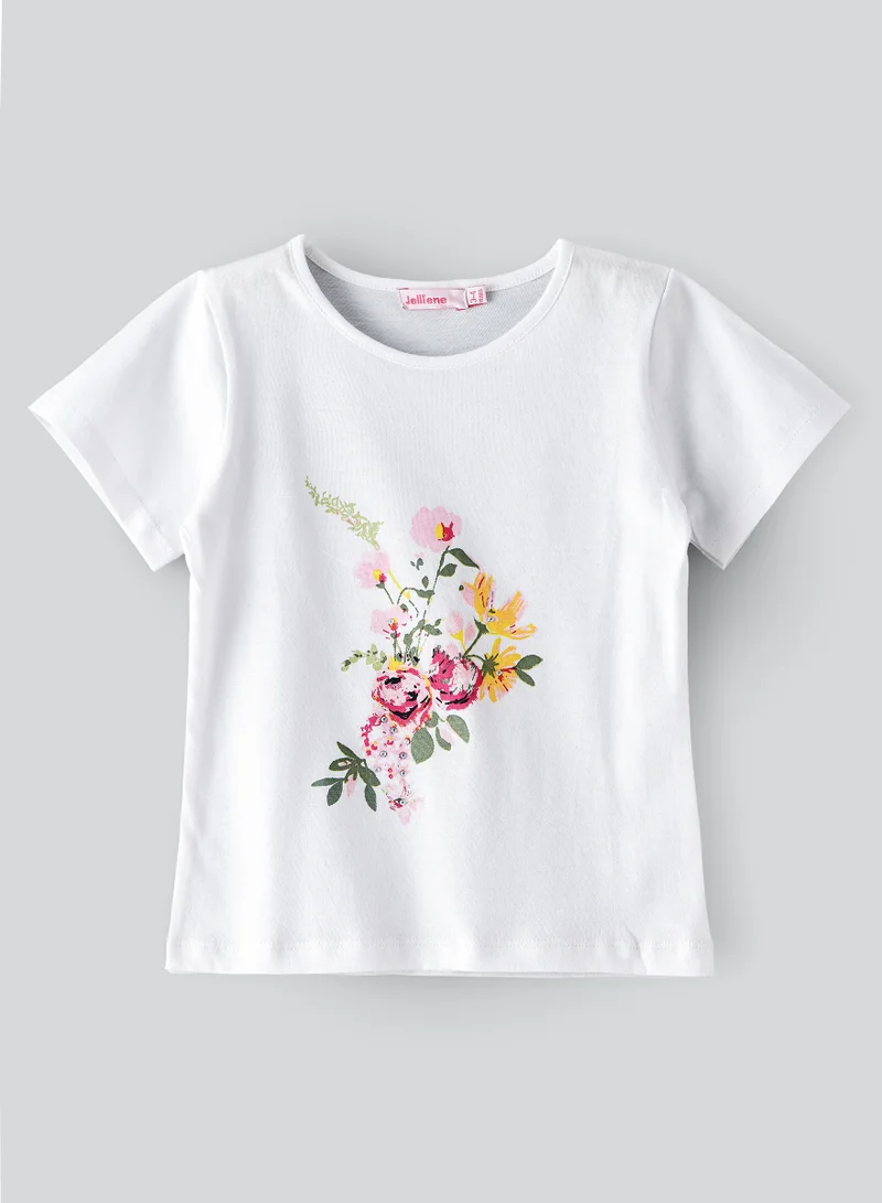 Jelliene Jelliene Girls Cotton T-shirt, Soft and Comfortable Cotton T-shirt for Girls, Breathable and Skin-Friendly, Perfect for Everyday Wear