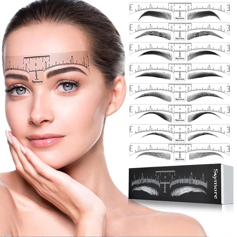 Skymore Eyebrow Ruler 100Pcs Eyebrow Stencil Microblading Ruler Disposable Eyebrow Template Eyebrow Ruler Sticker Eyebrow Shape Kit for Microblading Supplies 3 Minutes Makeup Tools For Eyebrow