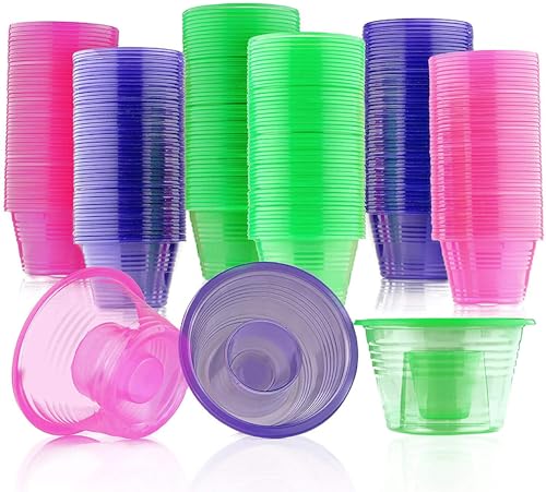 MATANA 150 Neon Plastic 5 oz Party Bomb Shot Glasses with 0.8oz Inner Shot Cups - Sturdy, Disposable & Reusable - Image 1