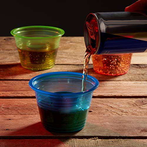 MATANA 150 Neon Plastic 5 oz Party Bomb Shot Glasses with 0.8oz Inner Shot Cups - Sturdy, Disposable & Reusable - Image 2
